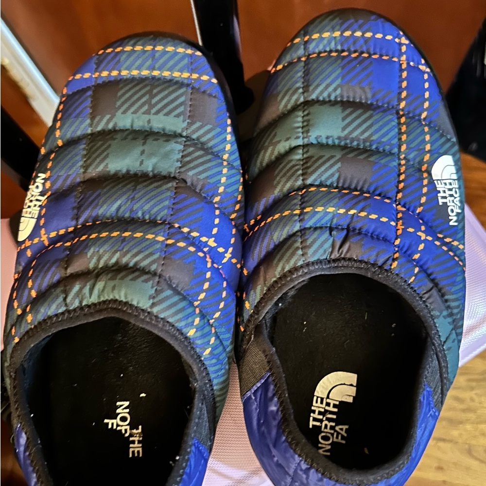 The North Face Slippers - Blue and Black Plaid